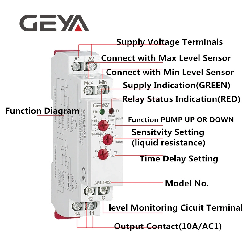 Geya Grl8 10A Liquid Timer Control Relay Electronic 12V for Liquid Level Controller