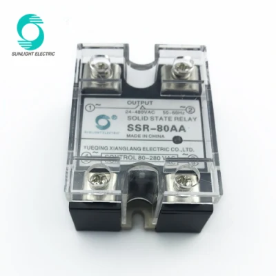 High Power SSR-80AA 80A Control 90V-250VAC Output 24V-480 AC Single Phase SSR Relay Solid State Relay